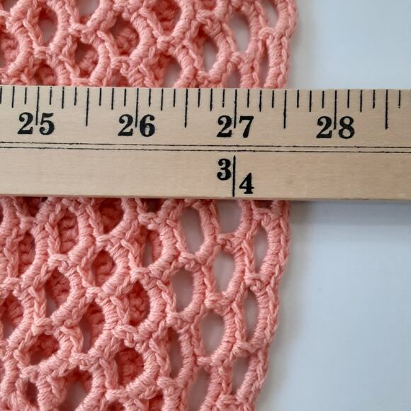 Vintage 1930s Crochet Cardigan Sweater Pink Bed Jacket Caftan Hollow Out Knit - Picture 8 of 9